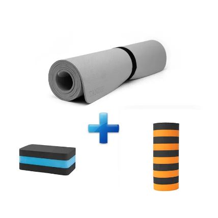 پکیج یوگای تن زیب شامل مت یوگا + آجر یوگا + فوم رولر